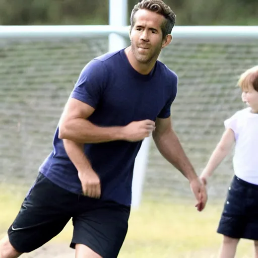 Prompt: Ryan Reynolds playing soccer