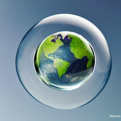 Image similar to a soap bubble containing the earth. Award winning, trending on