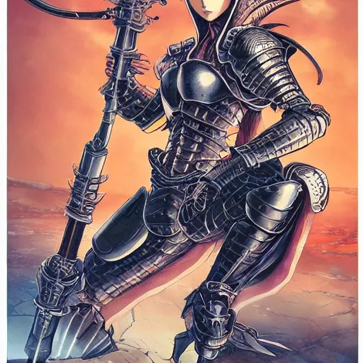 Image similar to a female knight without any battle experience who only wanted to see a dragon, symmetrical, cinematic colors, by yoichi hatakenaka, masamune shirow, josan gonzales and dan mumford, ayami kojima, takato yamamoto, barclay shaw, karol bak, yukito kishiro