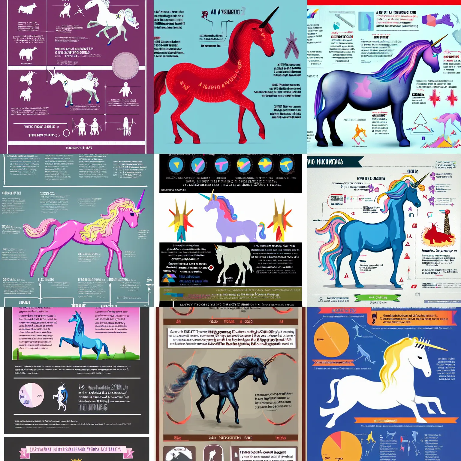 Prompt: a unicorn, infographic with scientifically accurate anatomy