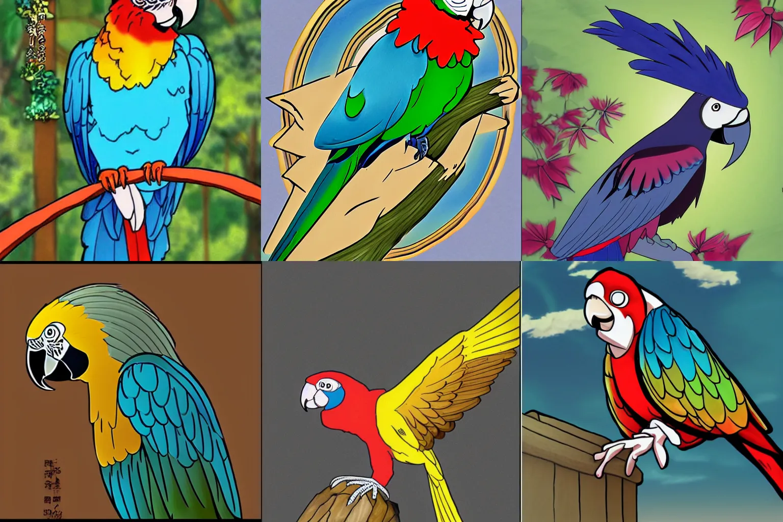 8 Blue Gold Macaw Parrot Anime Style Gráfico por Unbound Creatives ·  Creative Fabrica