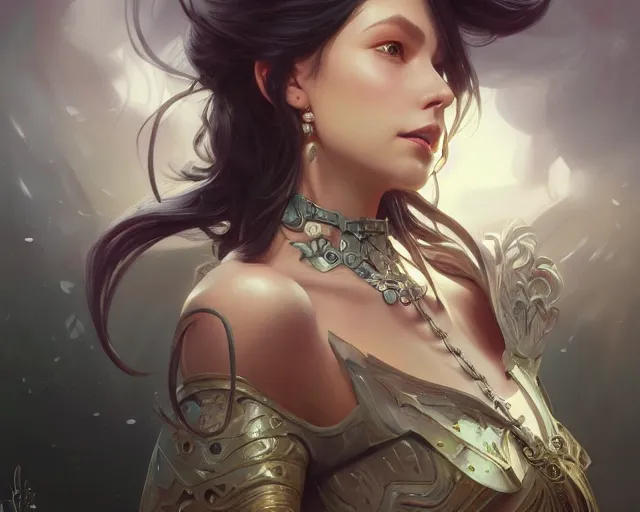 Image similar to photography of muxxi, deep focus, d & d and mtg, fantasy, intricate, elegant, highly detailed, digital painting, artstation, concept art, matte, sharp focus, illustration, hearthstone, art by artgerm and greg rutkowski and alphonse mucha