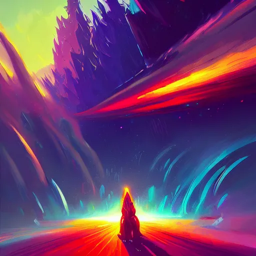 Prompt: a beautiful and vivid and colorful andreas rocha and alena aenami fantasy sci - fi acrylic paint illustration. a warp drive reaching infinite density. trending on artstation