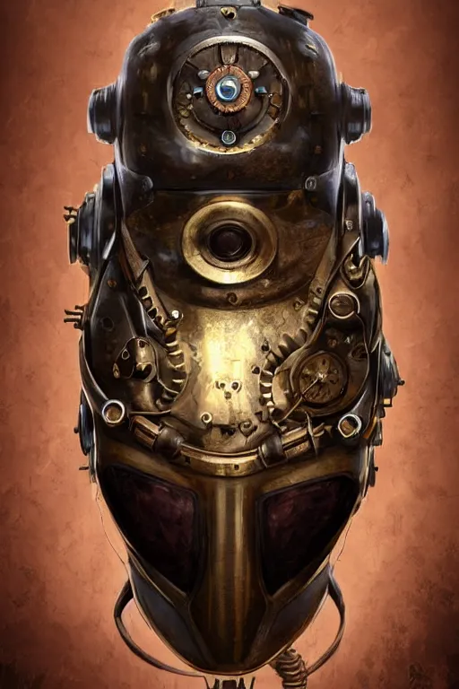 Image similar to steampunk helmet fantasy art mask robot ninja stylized digital illustration sharp focus, elegant intricate digital painting artstation concept art global illumination ray tracing advanced technology chaykin howard and campionpascale and cooke darwyn and davis jack