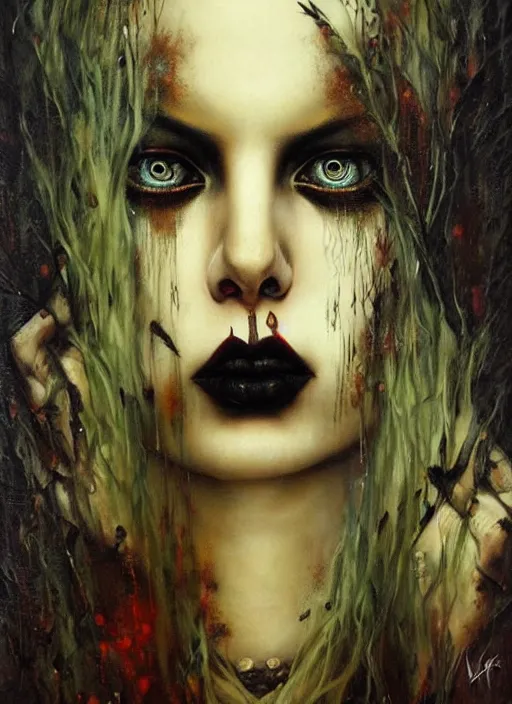 Image similar to mystic cult vampire woman, painted face, dark mystical fearful horror, epic surrealism expressionism symbolism, perfect, by karol bak, louise dalh - wolfe, masterpiece