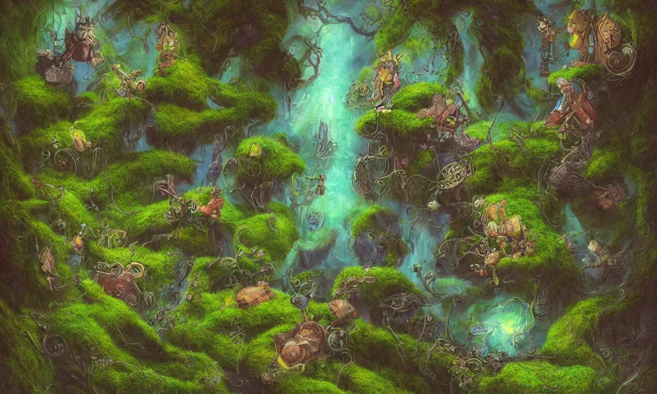 Image similar to sysadmin struggles to login, discworld theme, moss, nordic, pastel colors, 3 d art, digital illustration, perfect lighting