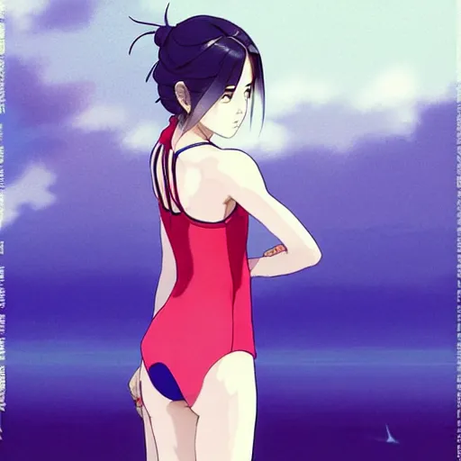 Image similar to a beautiful boyish japanese emma watson alluring instagram model, wearing elegant japanese hiphop leotard outfit with subtle mayan patterns and native fashion, aztec street fashion bathing suit, jrpg fashion, gapmoe yandere grimdark, trending on pixiv fanbox, painted by greg rutkowski makoto shinkai takashi takeuchi studio ghibli, akihiko yoshida