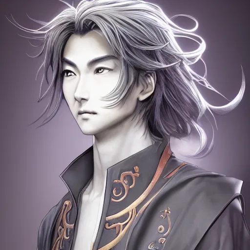 Image similar to an immortal xianxia cultivator with long blye hair as an absurdly handsome, elegant, young anime man, ultrafine hyperrealistic detailed face illustration by kim jung gi, irakli nadar, intricate linework, sharp focus, bright colors, matte, gujian, final fantasy, unreal engine highly rendered, global illumination, radiant light, intricate environment