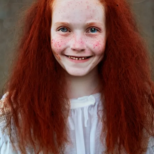 Image similar to A Swiss French Red Haired Girl With small amount of Freckles and a happy smile :: Symmetrical Portrait