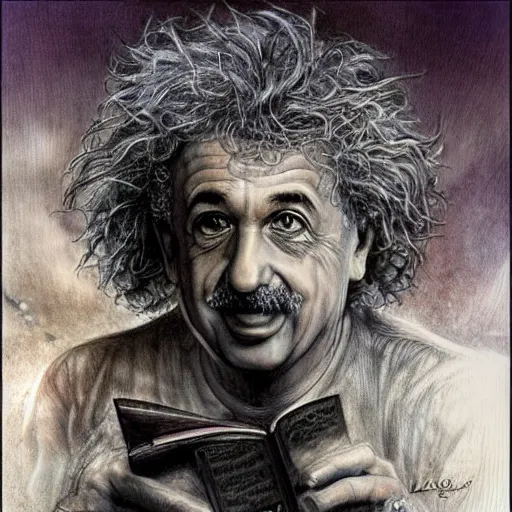 Prompt: Alber Einstein by Luis Royo