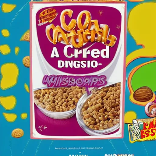 Image similar to A cereal box from a alternate alien dimension, product photo