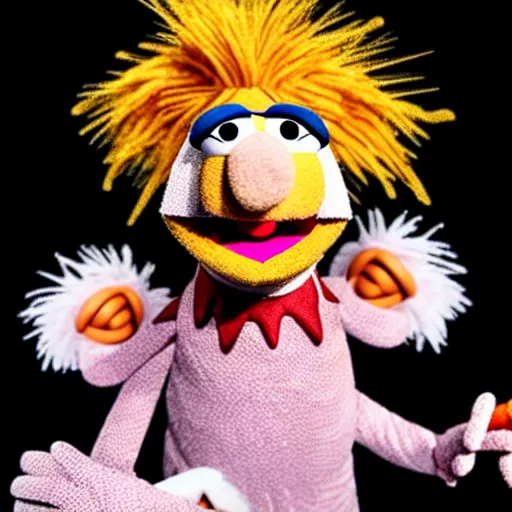 Image similar to studio portrait still of muppet!!!!! david bowie!!!!!! as a muppet muppet as a muppet, 8 k, studio lighting, key light,