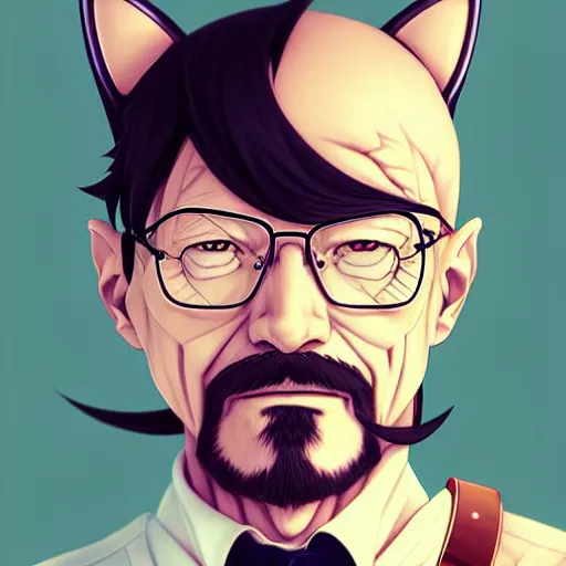 Prompt: anime portrait of walter white as an anime cat girl waifu by Stanley Artgerm Lau, WLOP, Rossdraws, James Jean, Andrei Riabovitchev, Marc Simonetti, and Sakimichan, trending on artstation