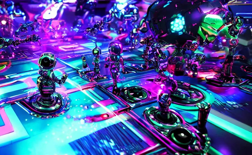 Image similar to robodads cybercore disco rave, highly detailed, extremely high quality, hd, 4 k, 8 k, professional photographer, 4 0 mp, lifelike, top - rated, award winning, cinematic, realistic, detailed lighting, detailed shadows, sharp, no blur, edited, corrected, trending