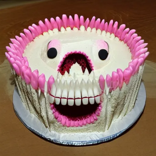 Image similar to a cake made of teeth