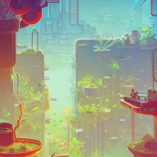 Image similar to lush solarpunk windowsill with plants on it, looking out toward a solarpunk cityscape, vignette of windowsill, detailed digital concept art by anton fadeev and marc simonetti, trending on artstation