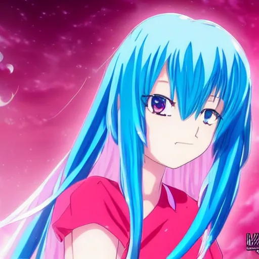 Prompt: omnipotent anime goddess with pink twintail hair and mesmerizing cyan eyes