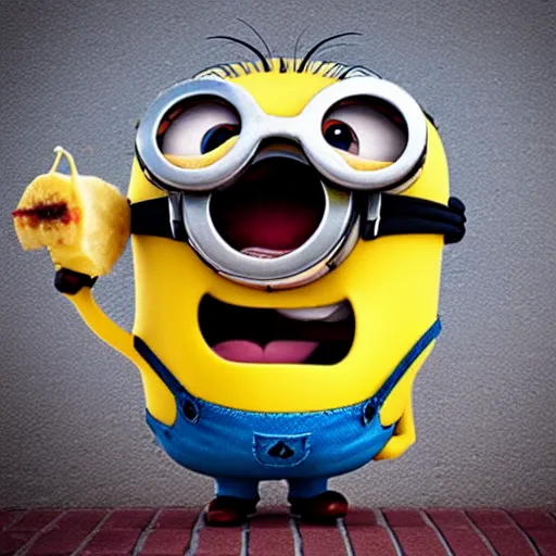 Prompt: super cute minion eating a banana