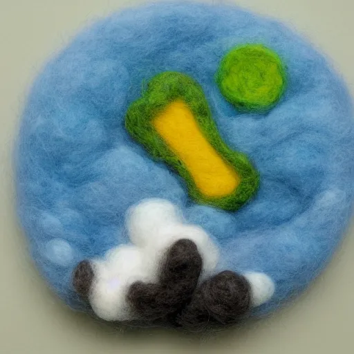 Image similar to a needle felting of a tornado coming towards a corn field