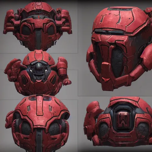 Image similar to doom slayer's helmet from doom eternal, photography