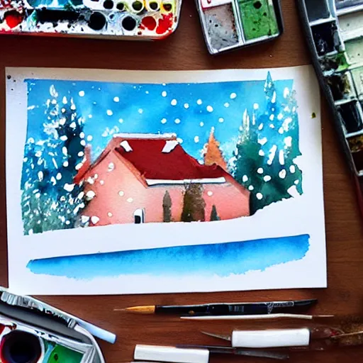 Image similar to winter watercolor illustration style