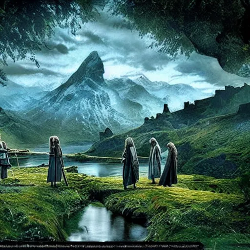 Image similar to Best Lord of the rings beautiful landscape