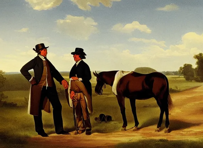 Image similar to white and black people are friends in the old south, art by george caleb bingham and thomas anshutz