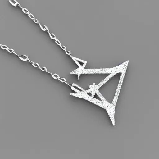 Prompt: a silver sagittarius constellation necklace pendant, 3 d rendering