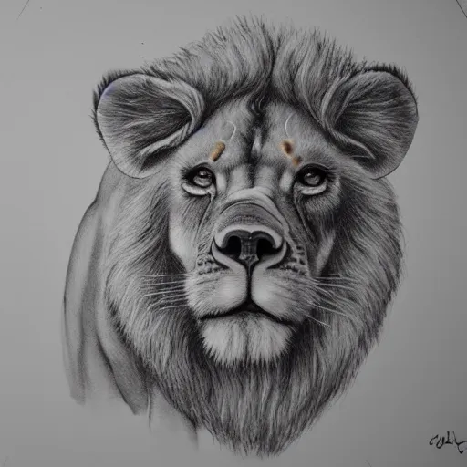 Prompt: a lion in the form of a pig, photorealistic, wlop, highly detailed