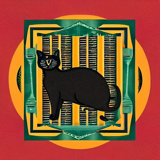 Prompt: a beautiful cat in the style of art deco