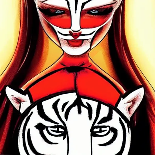 Image similar to tiger superhero woman