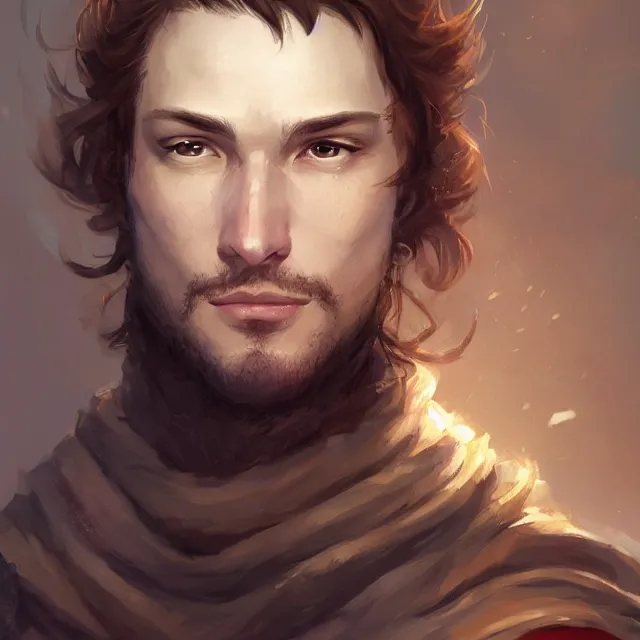 Image similar to christof romuald is a renowned brujah and a former crusader knight, lon - hair, crusader, crusader kings 3, beautiful young man, brown hair, brown eyes, without beard, without mustache, by stanley artgerm lau, wlop, rossdraws, frank frazetta, andrei riabovitchev, marc simonetti