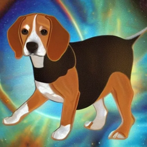 Image similar to beagle dog in space