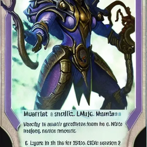 Image similar to magic the gathering card with starcraft character