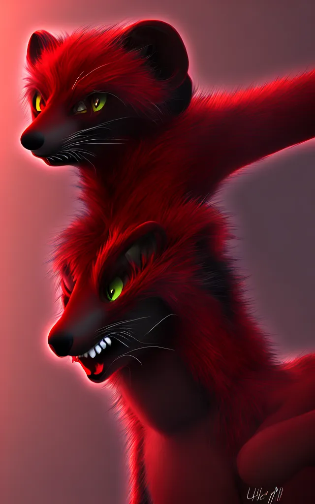 Prompt: furry - male - red - black - weasel - chaos practitioner - fursona uhd ue 5 visual novel pc game expressions, photorealistic