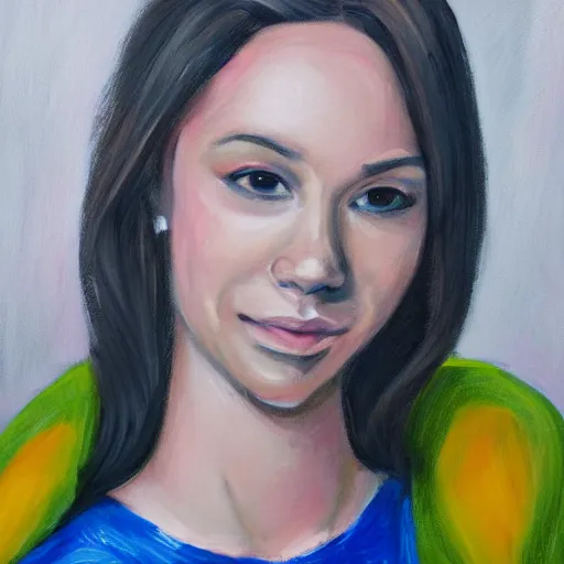 Prompt: a portrait painting of meagan riesselman