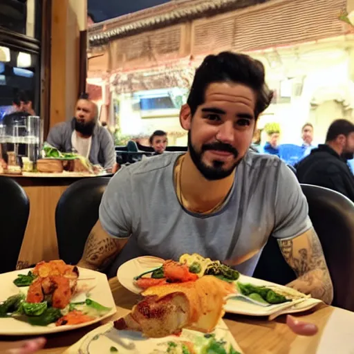 Prompt: isco alarcon eating tapas in sevilla