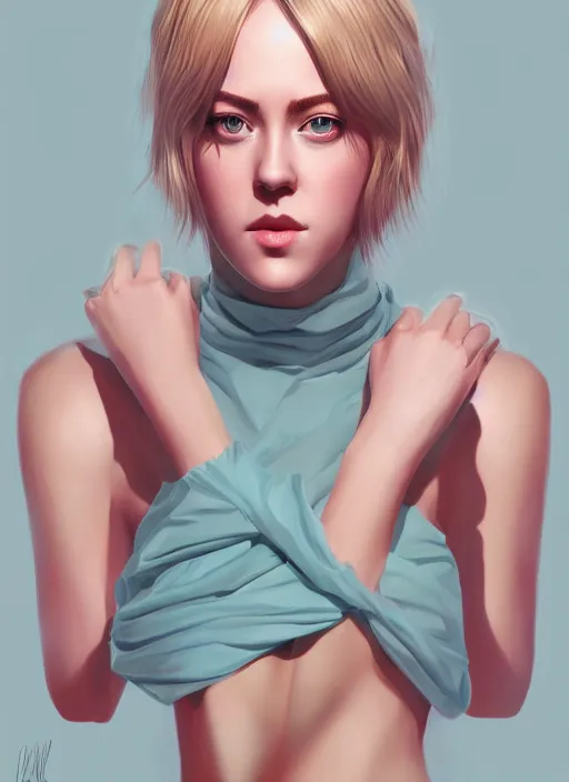 Image similar to hyper detailed ultra sharp of beautiful portrait jena malone, beautiful girl, beautiful full body, character artist, mature content, elegant, 2 d, ultra highly detailed, digital painting, smooth, sharp focus, artstation, art by ilya kuvshinov!