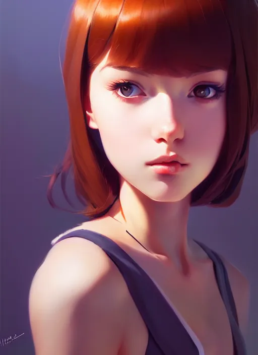 Image similar to a ultradetailed beautiful panting of a cute european young female, by ilya kuvshinov, greg rutkowski and makoto shinkai, trending on artstation