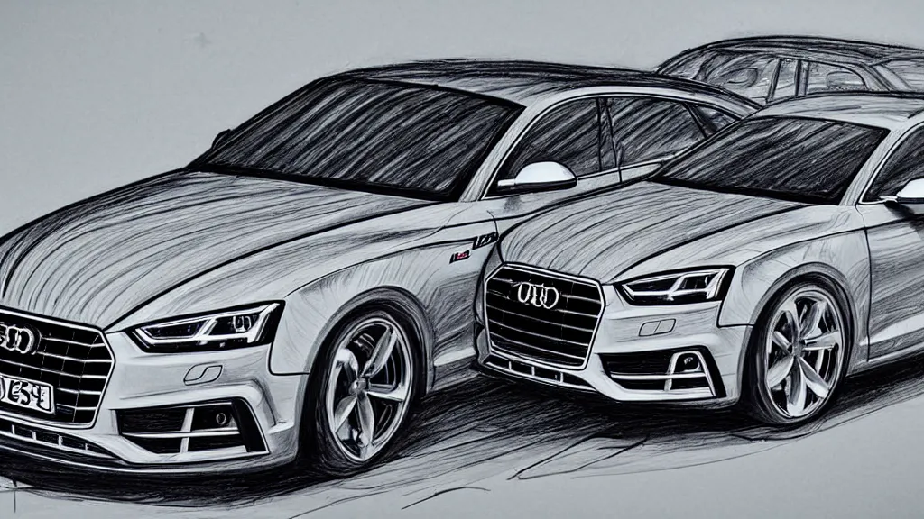 Image similar to a hand - drawn sketch of an audi s 5 sportback.