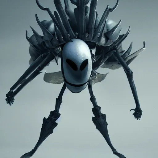 Prompt: Hollow knight standing on corpses , octane render , hyperdetailed