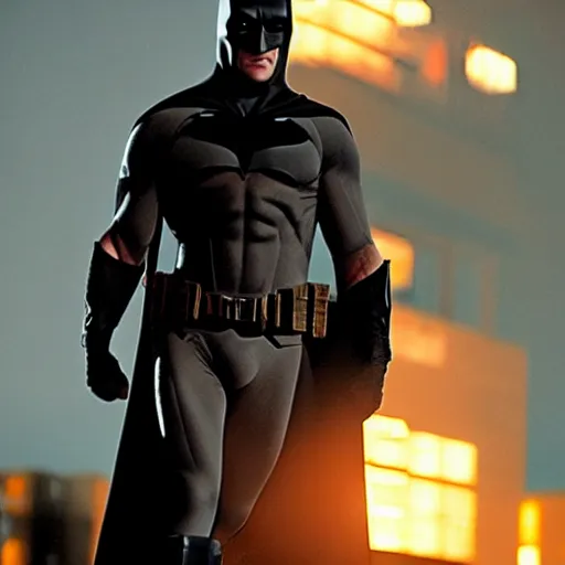 Image similar to jason statham as batman, an film still