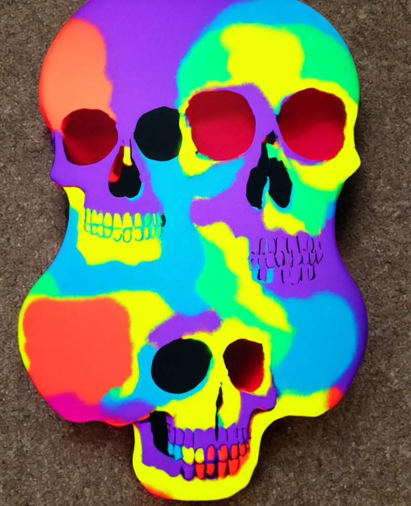 Prompt: rainbow skull art toy, vinyl, resin, handmade, andy warhol