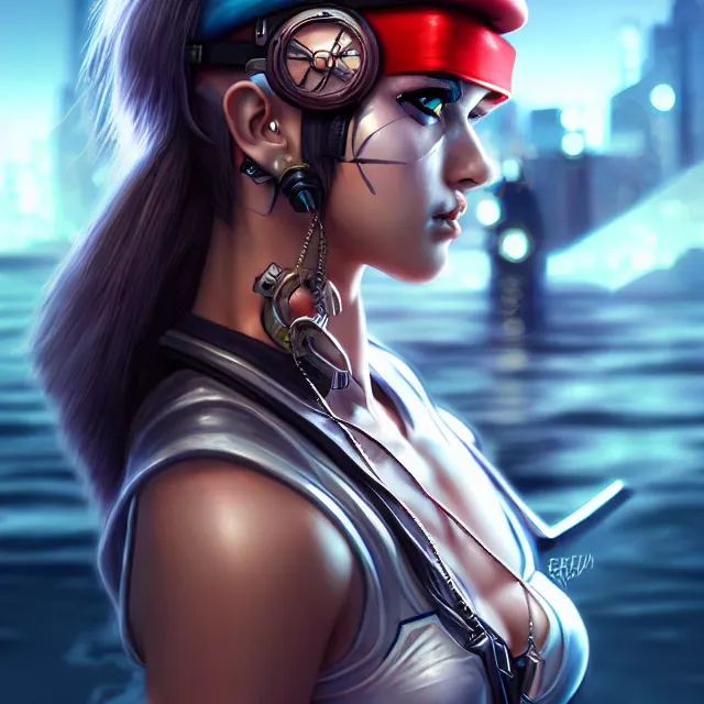 Image similar to cyberpunk sailor warrior, highly detailed, 4 k, hdr, smooth, sharp focus, high resolution, award - winning photo, artgerm, photorealistic