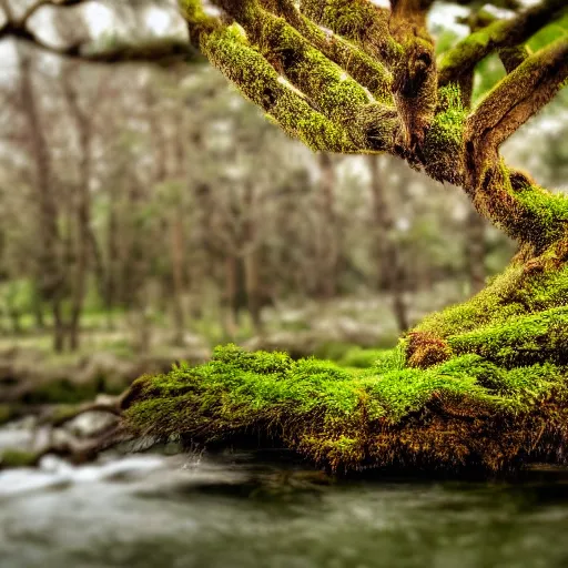 Prompt: very detailed photo of tree near a river, 4k, cinematic, universe, nature, superrealistic