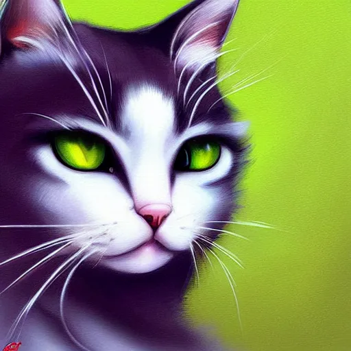 Image similar to Kawaii Cat in the style of stefan kostic, art by artgerm