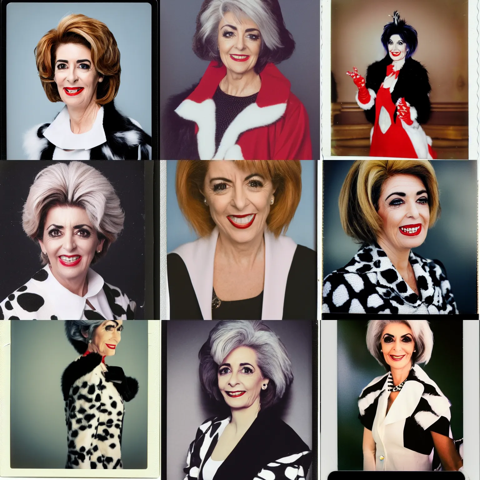 Prompt: michaelia cash as cruella de vil, polaroid photograph, 4k