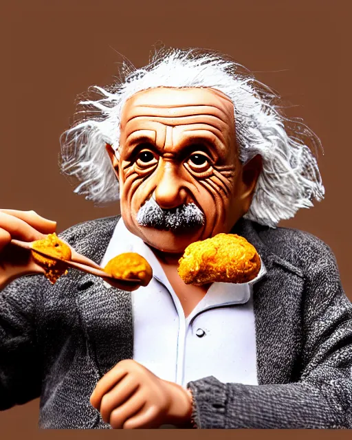 Prompt: A photo of Albert Einstein eating Golgappa, highly detailed, trending on artstation, bokeh, 90mm, f/1.4