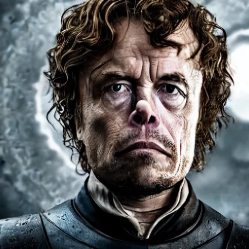 Prompt: Elon Musk as Tyrion Lannister, still from Game of Thrones, tv show, detailed, 4K