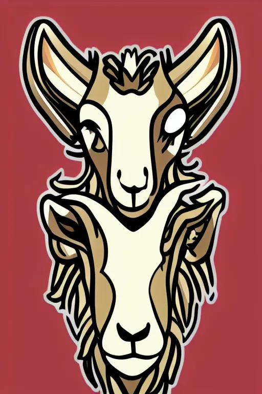 Image similar to Portrait of a savage goat, anime, sticker, colorful, illustration, highly detailed, simple, smooth and clean vector curves, no jagged lines, vector art, smooth